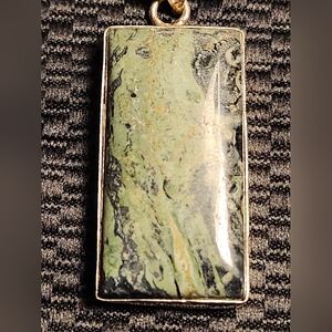 Elegant Natural Kambaba Jasper Green Pendant